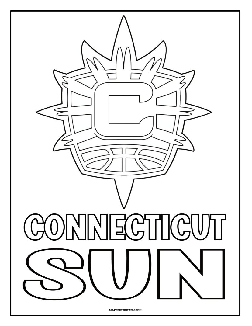 Free Printable Connecticut Sun Logo Coloring Page