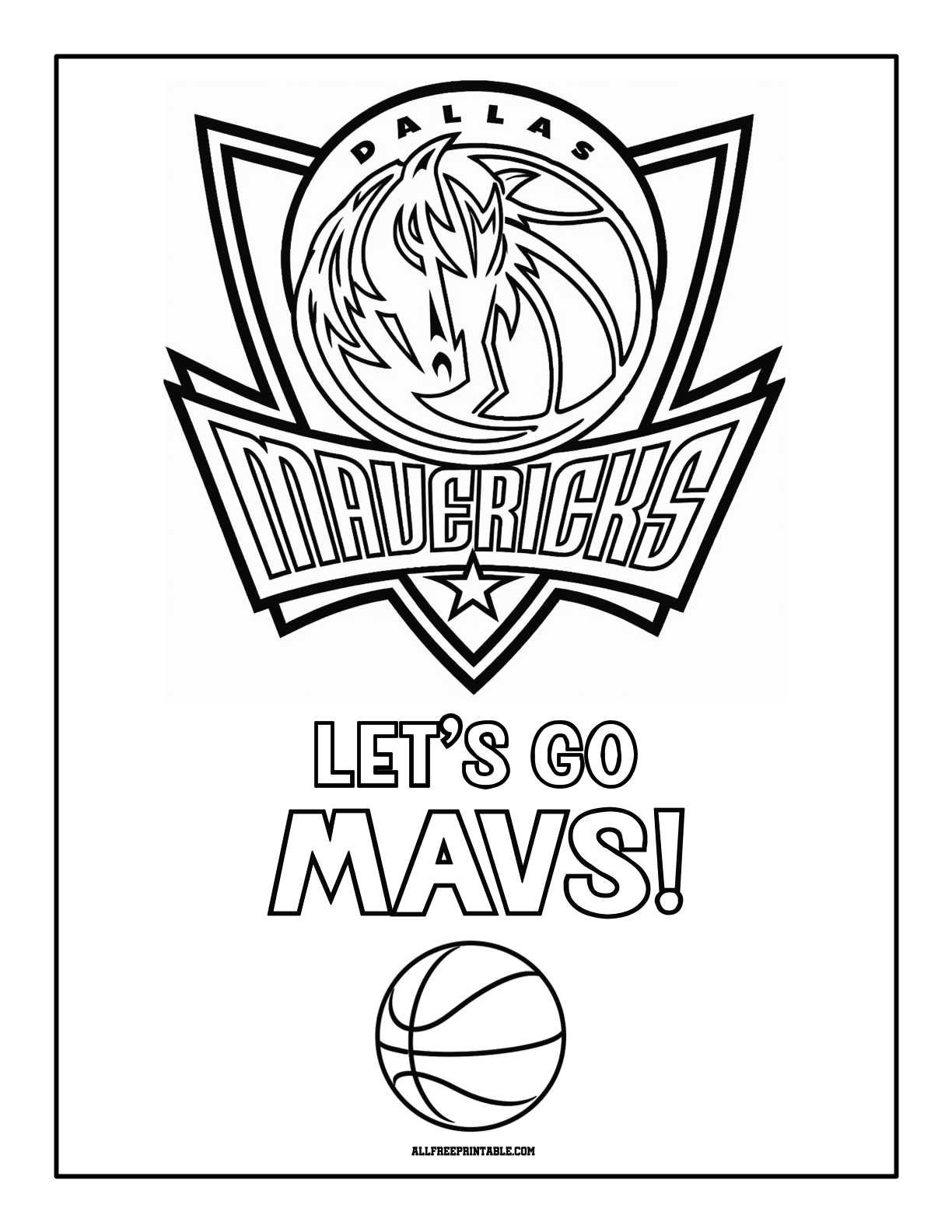 Free Printable Dallas Mavericks Logo Coloring Page