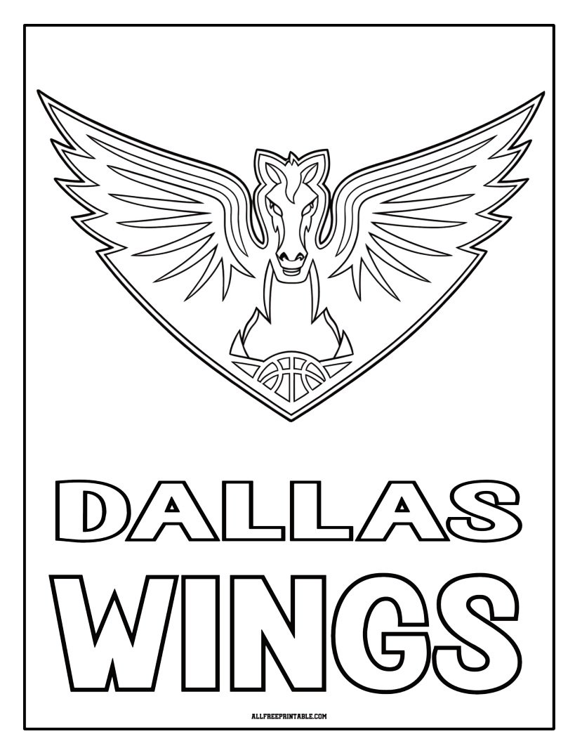 Free Printable Dallas Wings Logo Coloring Page