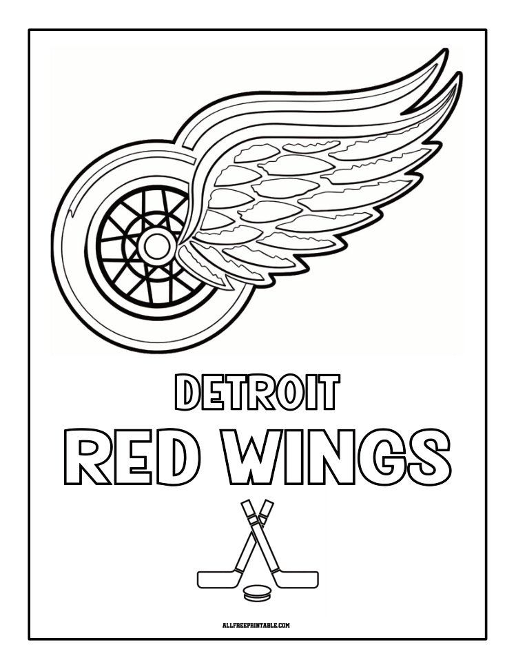 Free Printable Detroit Red Wings Logo Coloring Page