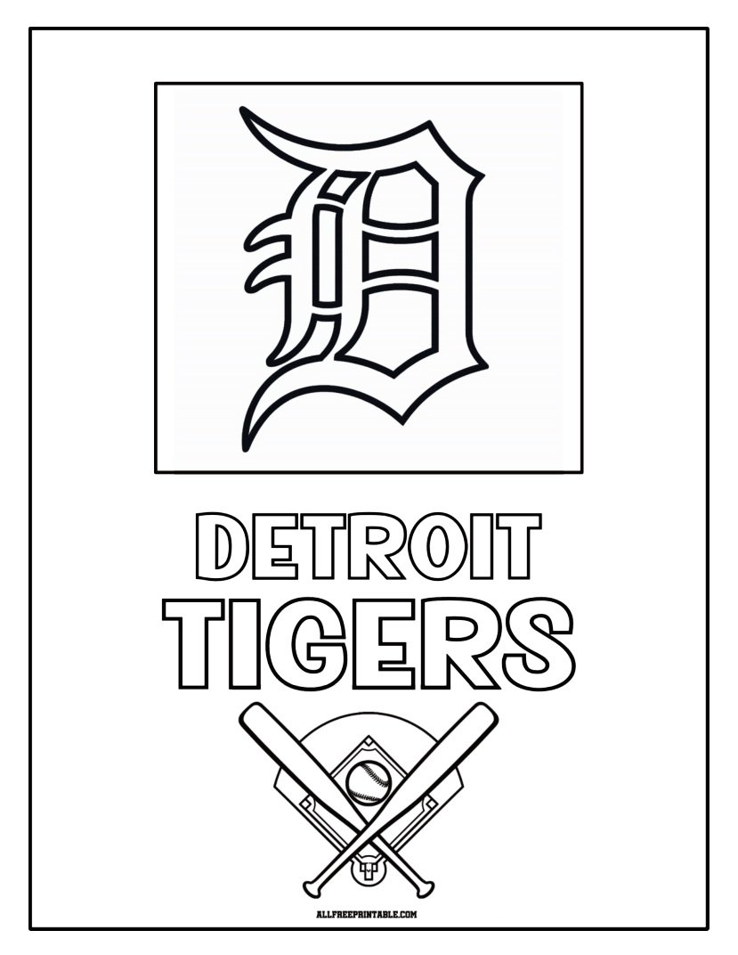Free Printable Detroit Tigers Cap Logo Coloring Page