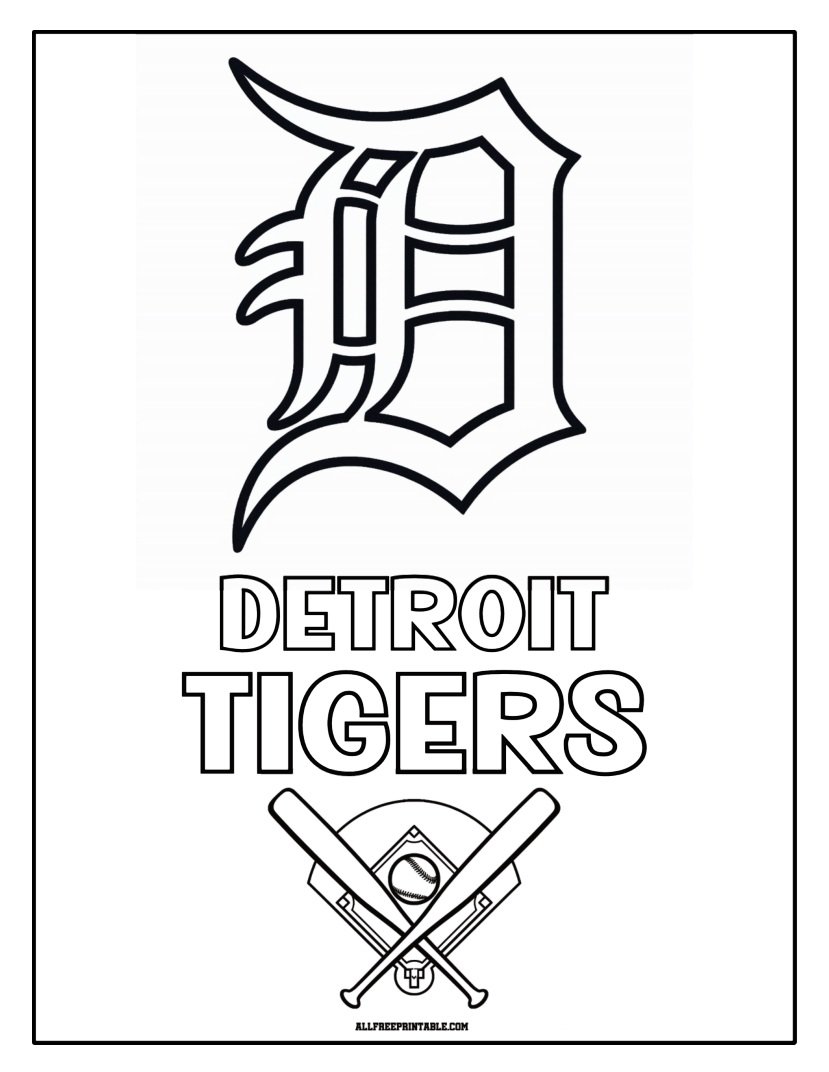 Free Printable Detroit Tigers Logo Coloring Page