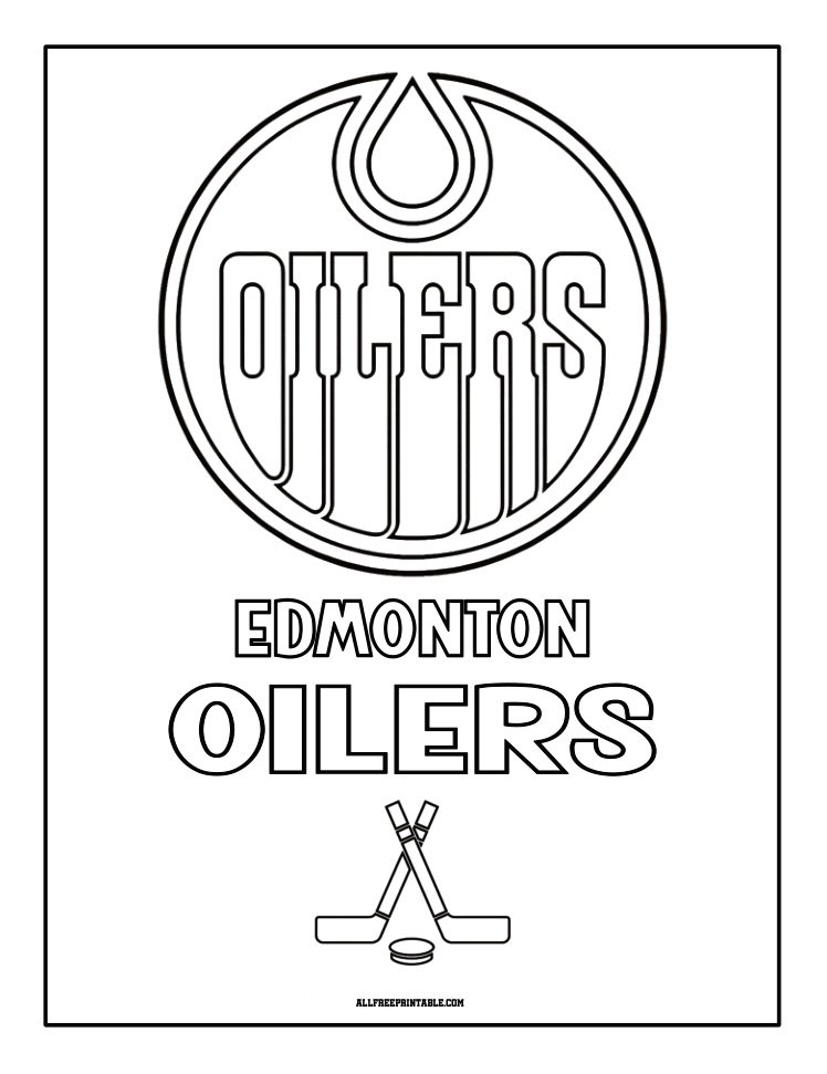 Free Printable Edmonton Oilers Logo Coloring Page