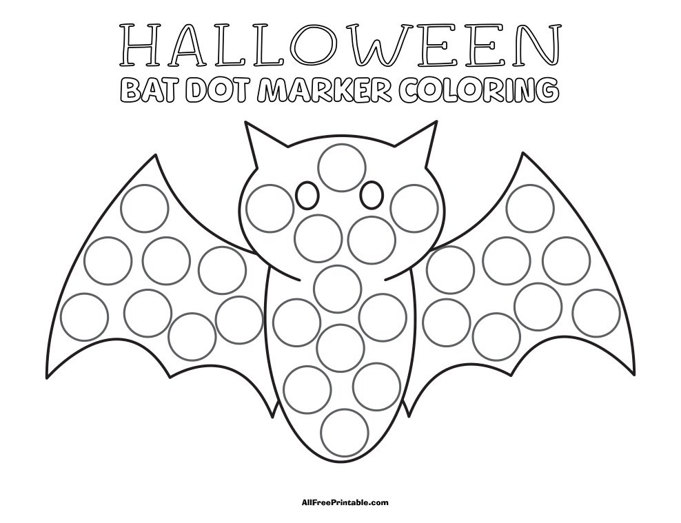 Free Printable Halloween Bat Dot Marker Coloring Page