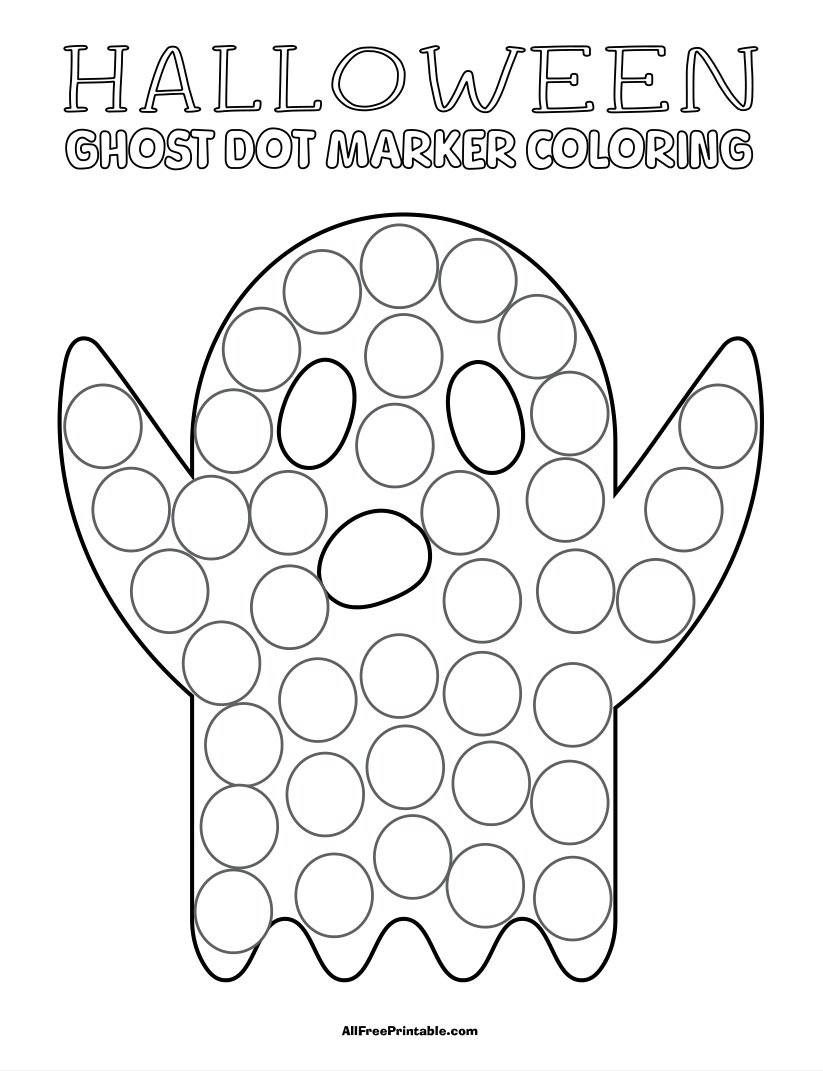 Free Printable Halloween Ghost Dot Marker Coloring Page