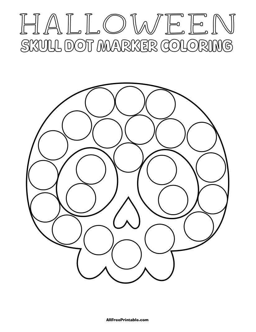 Free Printable Halloween Skull Dot Marker Coloring Page Free Printable Halloween Skull Dot Marker Coloring Page