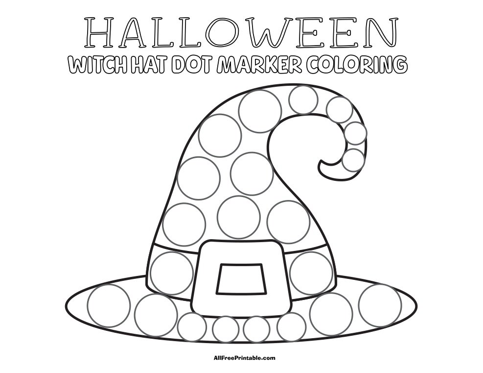 Free Printable Halloween Witch Hat Dot Marker Coloring Page Free Printable Halloween Witch Hat Dot Marker Coloring Page
