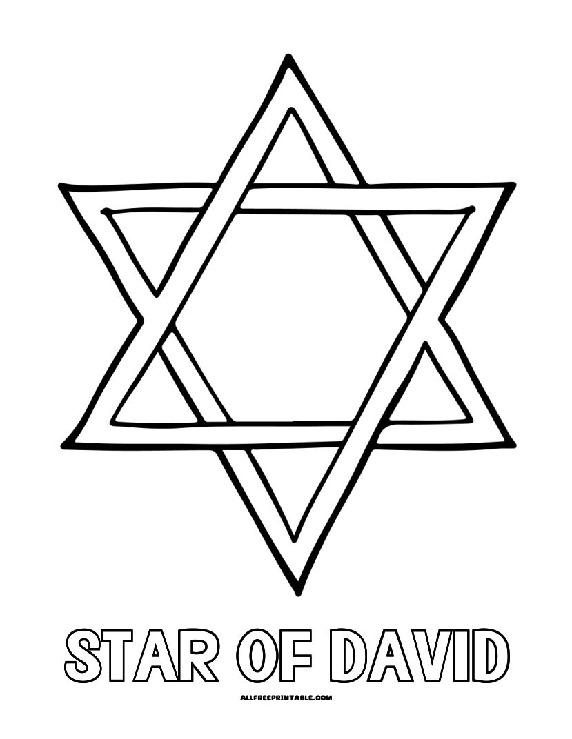 Free Printable Hanukkah Star of David Coloring Page