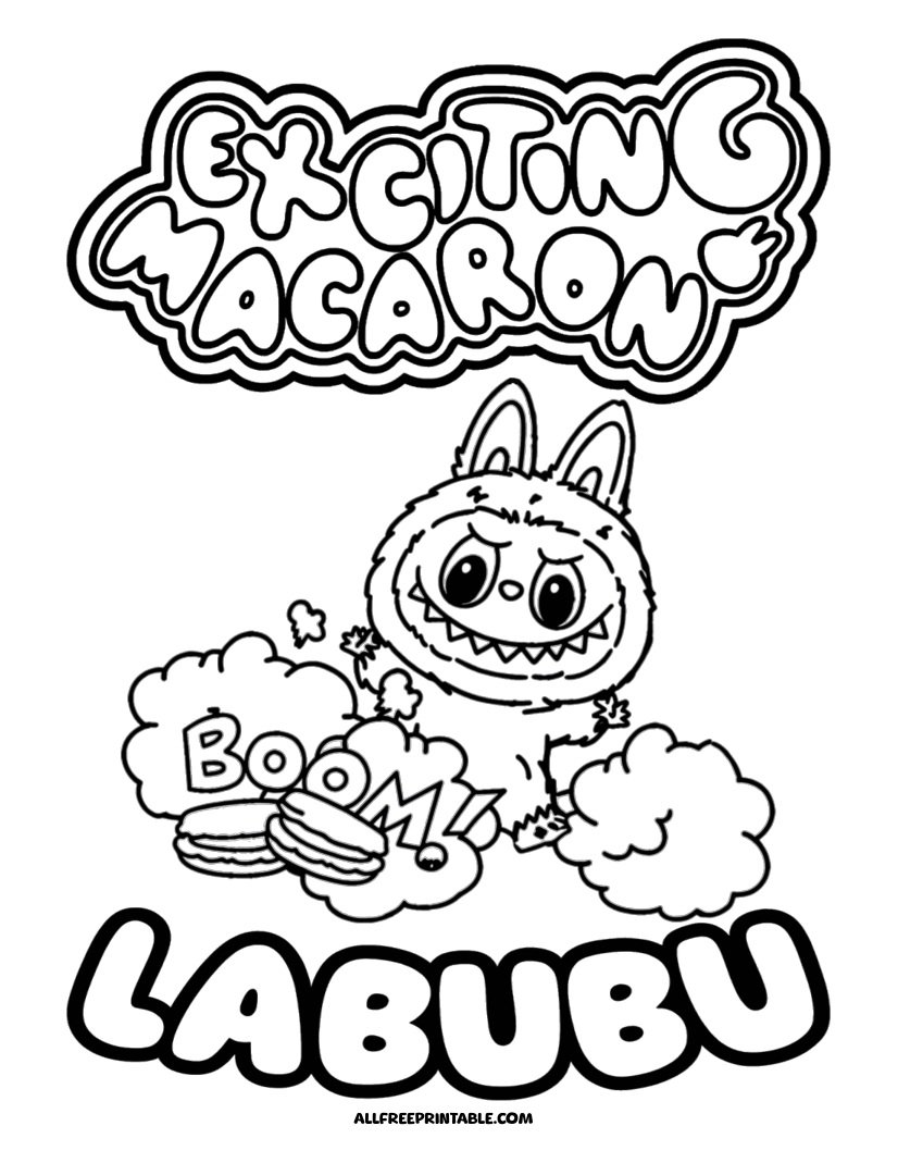 Free Printable Labubu Exciting Macaron Coloring Page