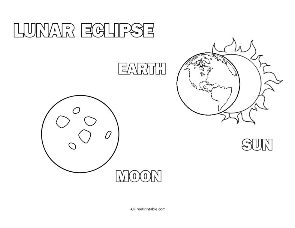 Free Printable Lunar Eclipse Coloring Page