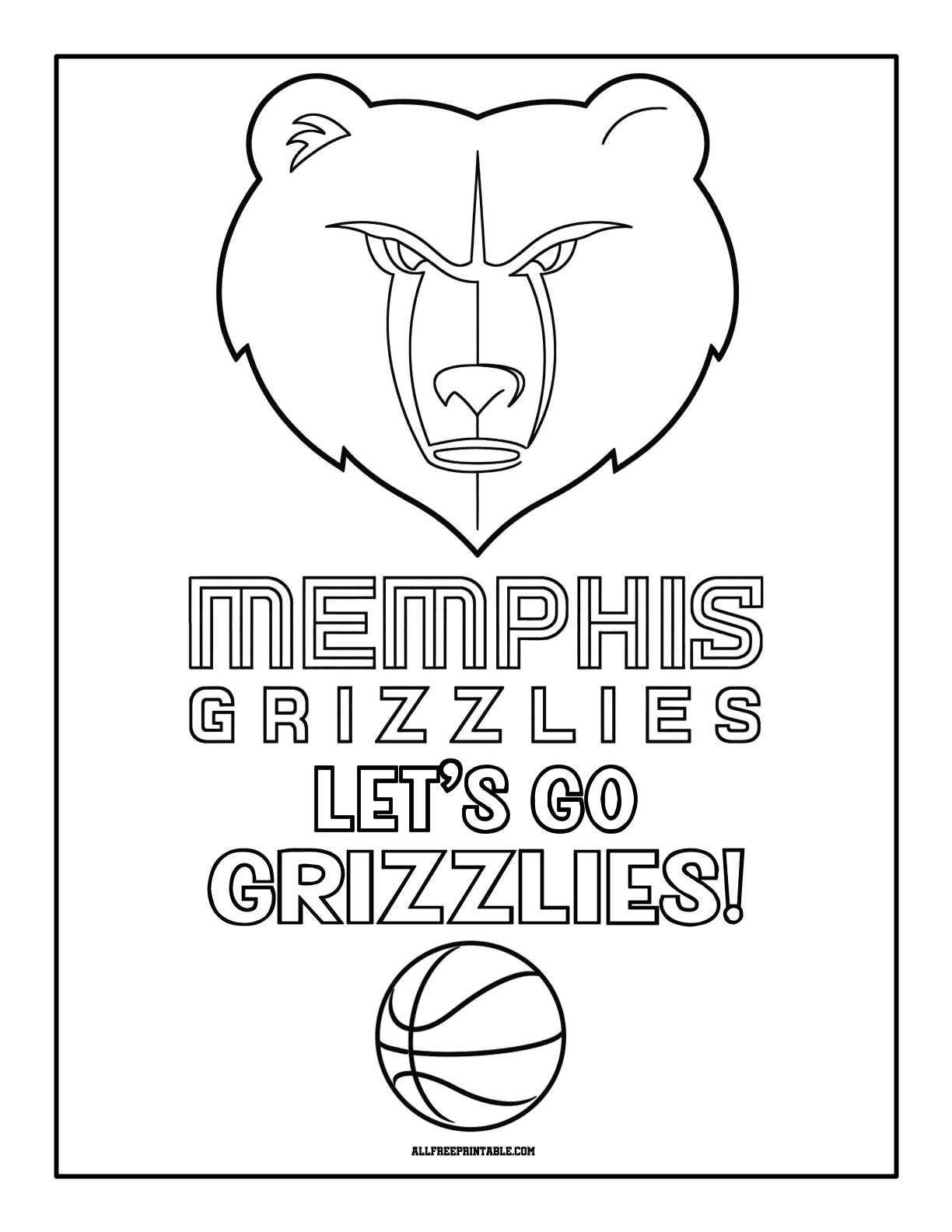 Free Printable Memphis Grizzlies Logo Coloring Page