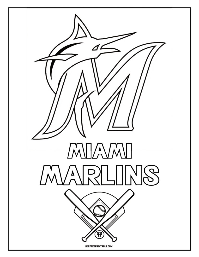 Free Printable Miami Marlins Cap Logo Coloring Page Free Printable Miami Marlins Cap Logo Coloring Page