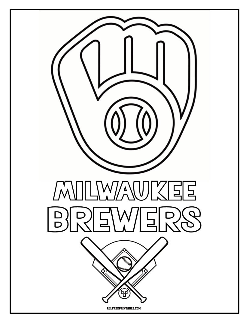 Free Printable Milwaukee Brewers Cap Logo Coloring Page