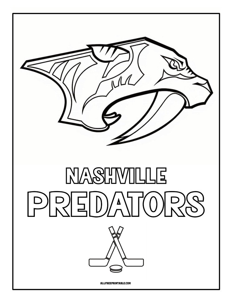 Free Printable Nashville Predators Logo Coloring Page