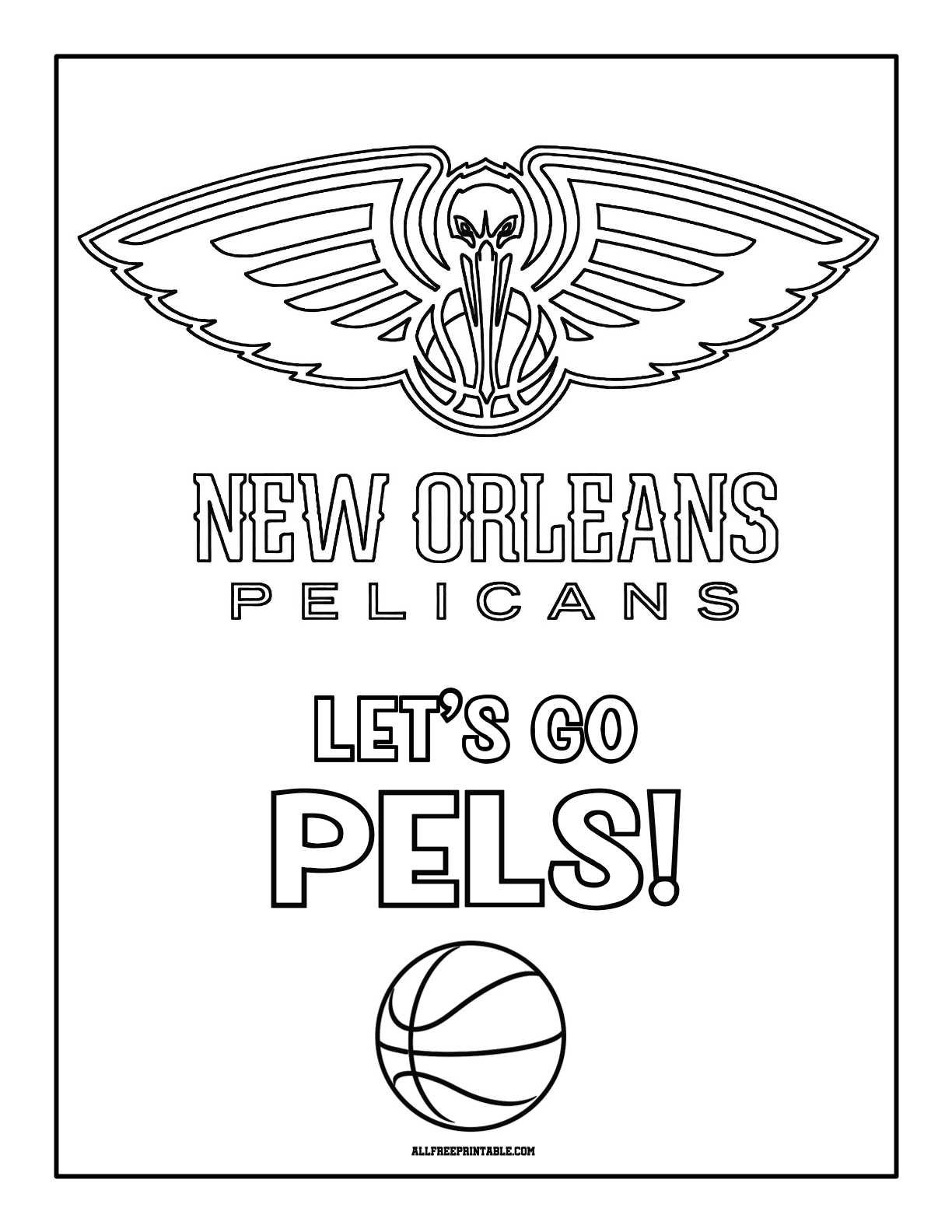Free Printable New Orleans Pelicans Logo Coloring Page