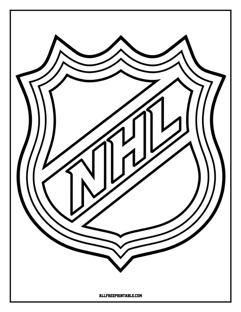 Free Printable NHL Logo Ice Hockey Coloring Page