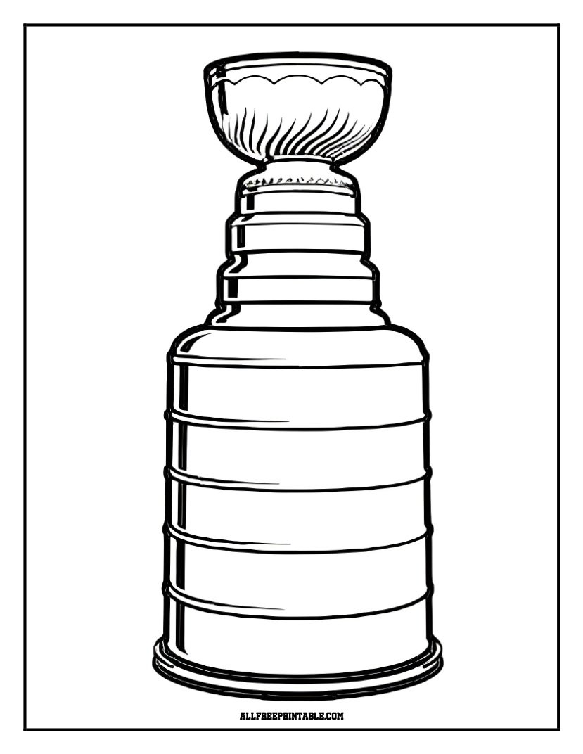 Free Printable NHL Stanley Cup Trophy Coloring Page