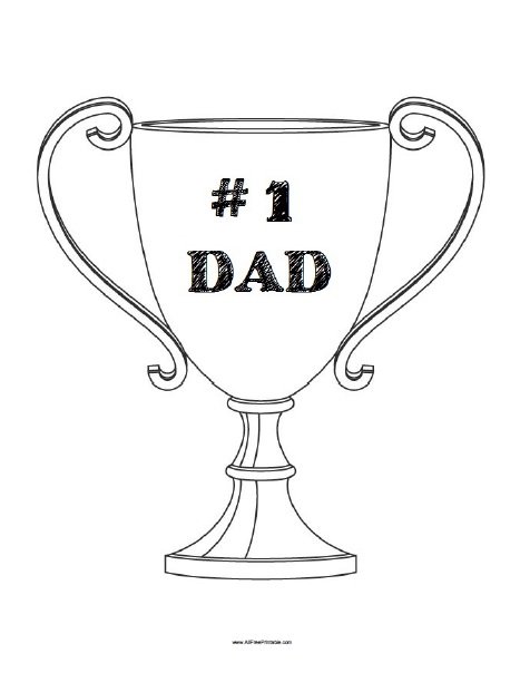 Free Printable Number 1 Dad Trophy Coloring Page
