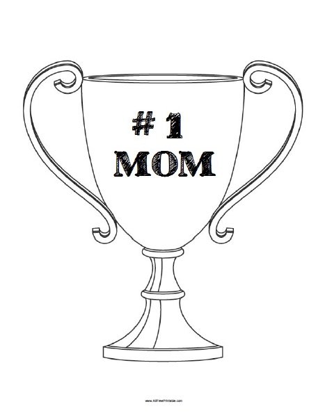 Number 1 Mom Trophy Coloring Page