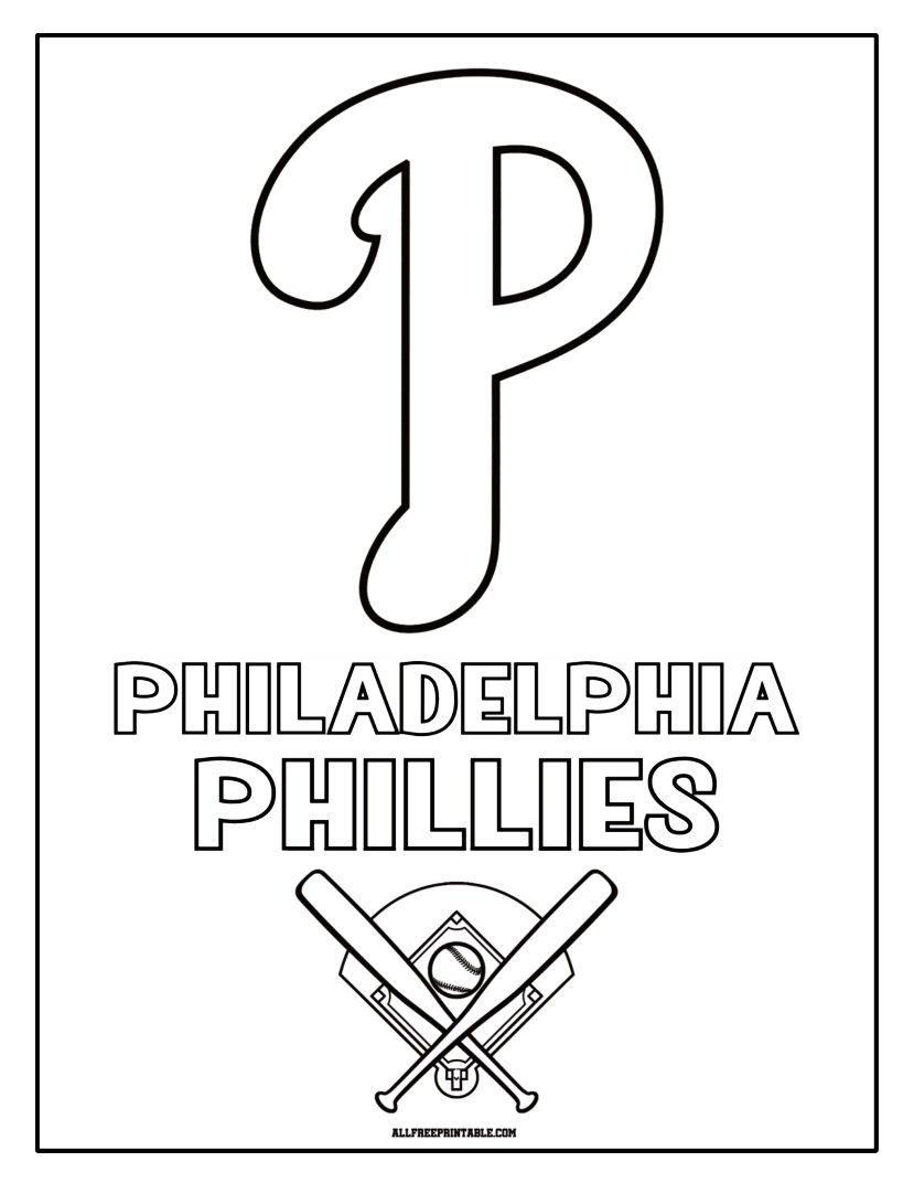 Free Printable Philadelphia Phillies Cap Logo Coloring Page