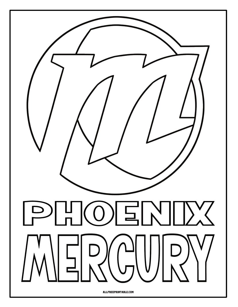Free Printable Phoenix Mercury Logo Coloring Page