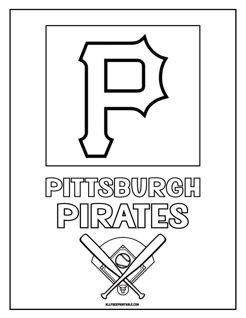 Free Printable Pittsburgh Pirates Cap Logo Coloring Page
