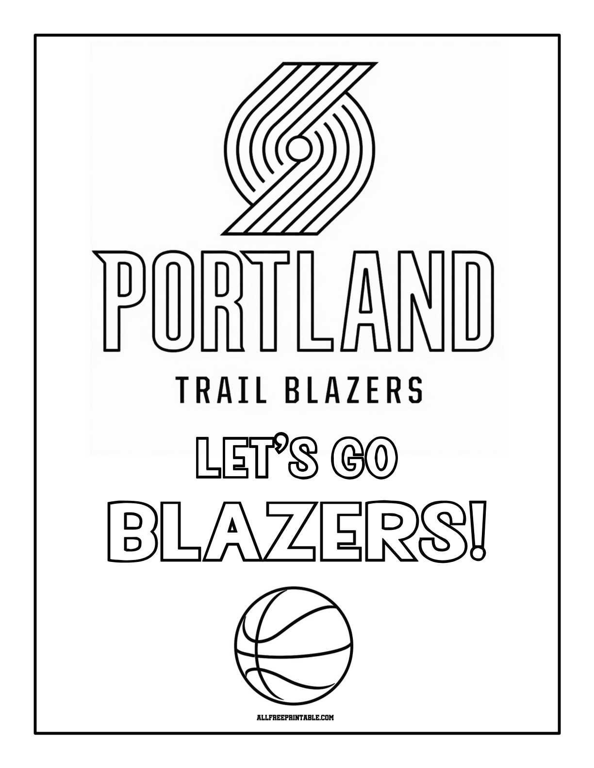 Free Printable Portland Trail Blazers Logo Coloring Page Free Printable Portland Trail Blazers Logo Coloring Page