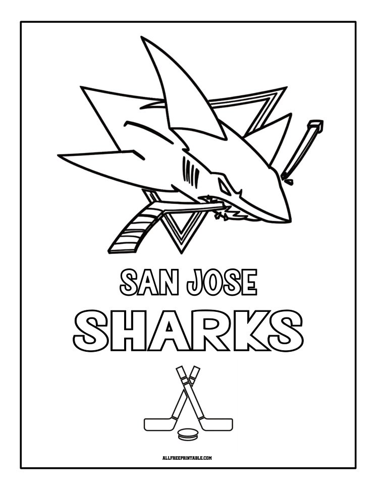 Free Printable San Jose Sharks Logo Coloring Page