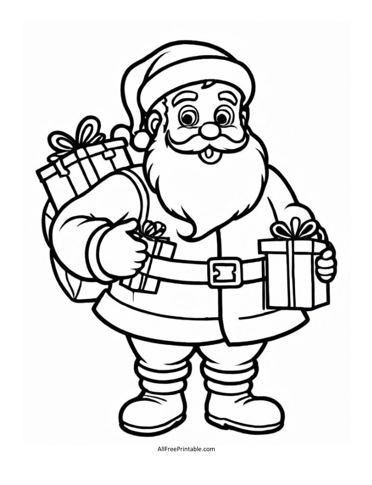 Free Printable Santa Claus Gifts Coloring Page