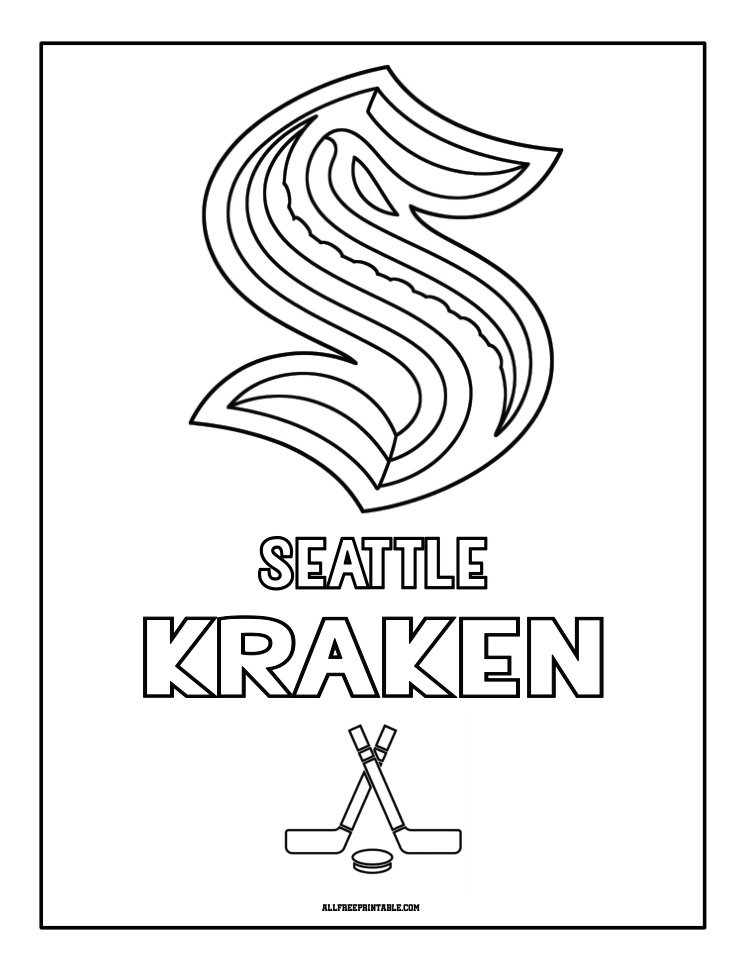 Free Printable Seattle Kraken Logo Coloring Page
