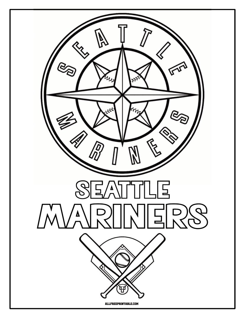 Free Printable Seattle Mariners Logo Coloring Page