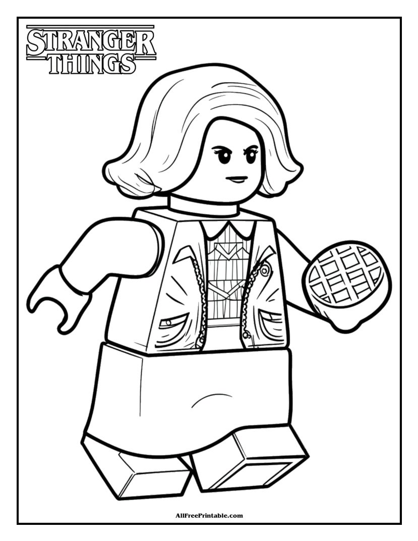 Free Printable Stranger Things Eleven Minifigure Coloring Page PDF