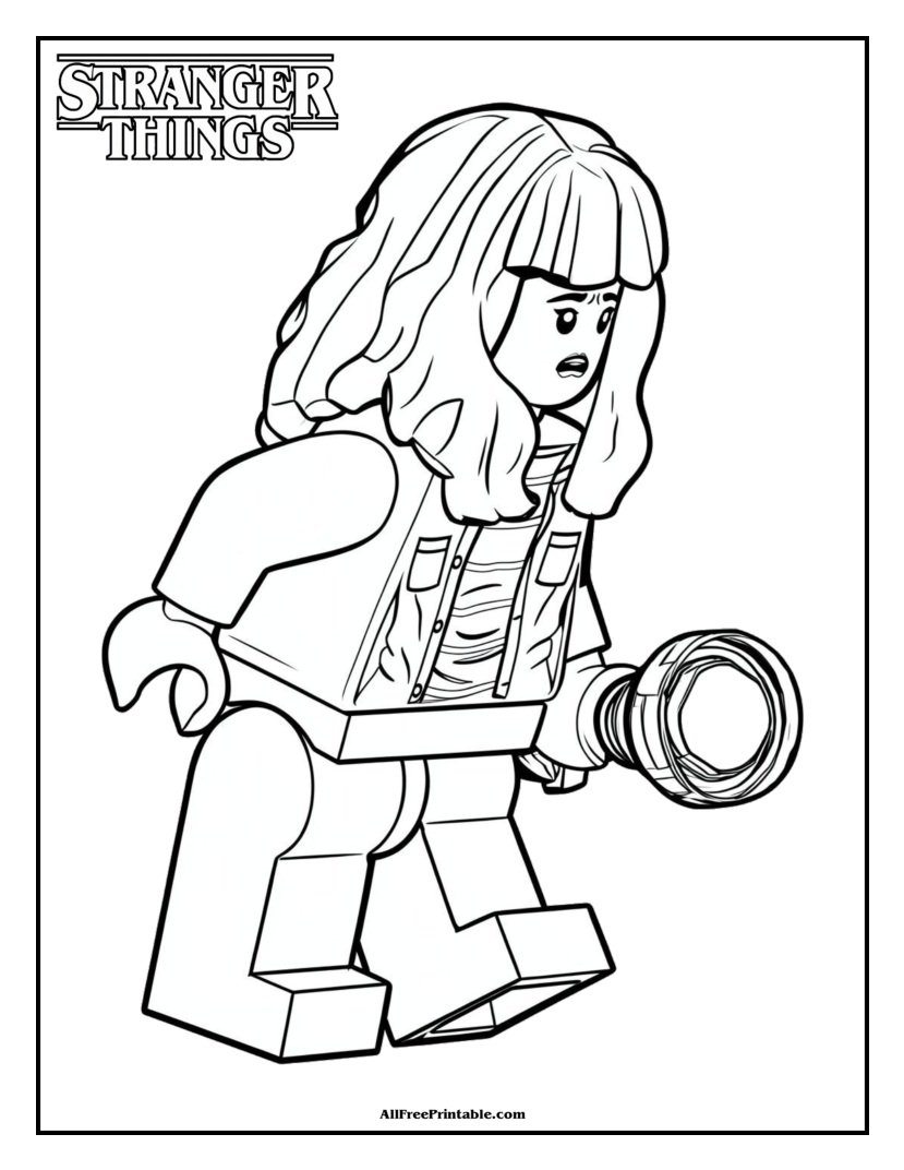 Free Printable Stranger Things Joyce Byers Minifigure Coloring Page PDF