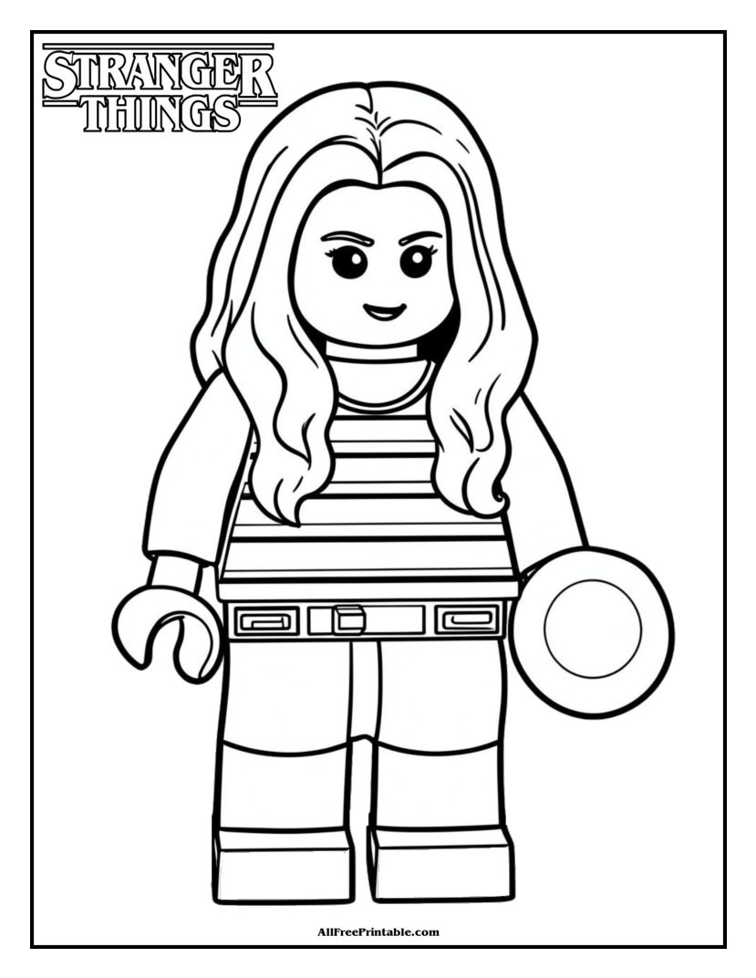 Free Printable Stranger Things Max Mayfield Minifigure Coloring Page PDF