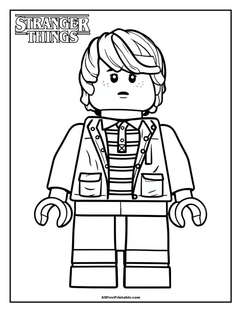 Free Printable Stranger Things Mike Minifigure Coloring Page PDF