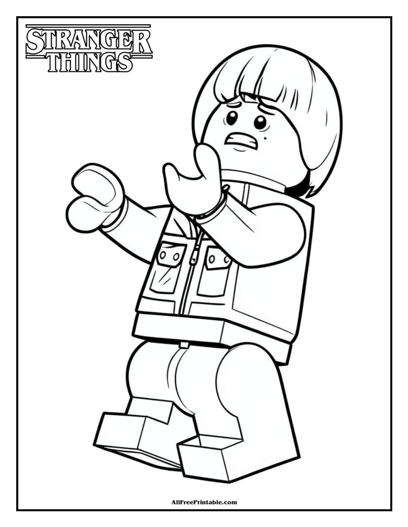 Free Printable Stranger Things Will Byers Minifigure Coloring Page PDF