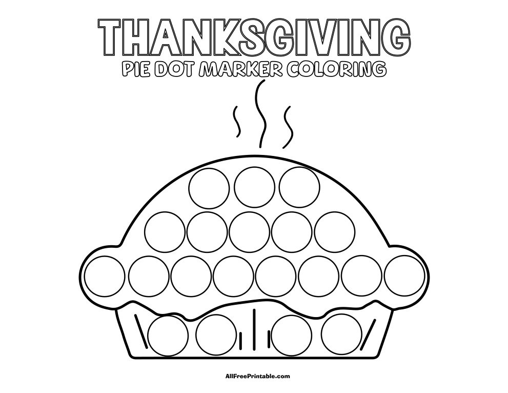 Free Printable Thanksgiving Pie Dot Marker Coloring Page
