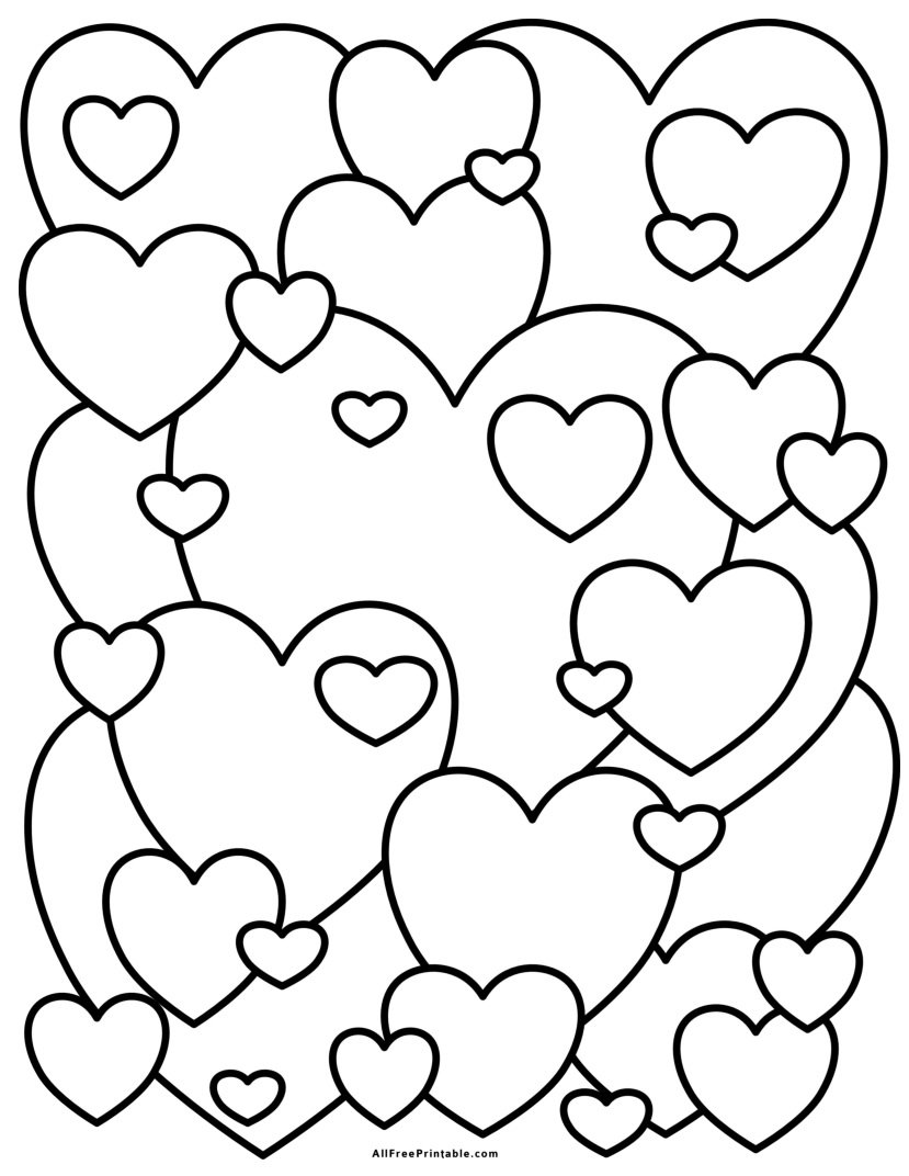 Free Printable Valentine’s Hearts Coloring Page