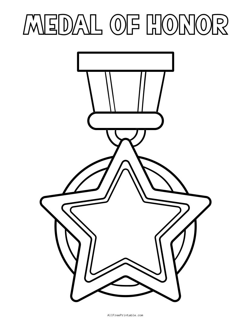 Free Printable Veterans Day Medal of Honor Coloring Page