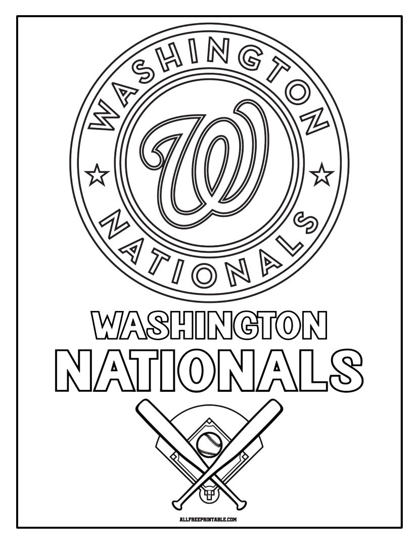 Free Printable Washington Nationals Logo Coloring Page