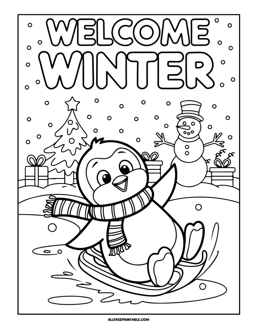 Free Printable Welcome Winter Coloring Page