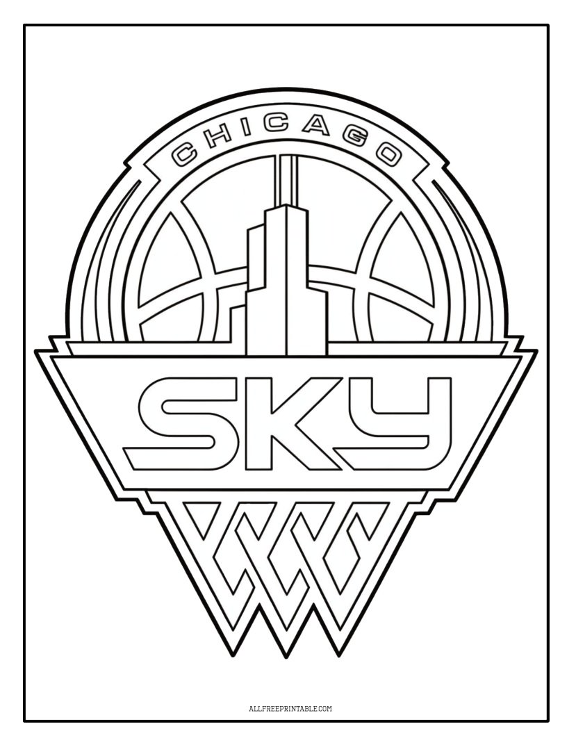 Free Printable WNBA Team Chicago Sky Logo Coloring Page