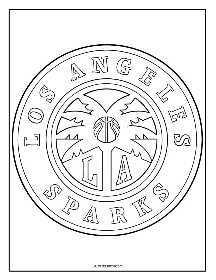Free Printable WNBA Team Los Angeles Sparks Logo Coloring Page