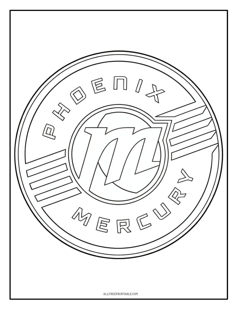 Free Printable WNBA Team Phoenix Mercury Logo Coloring Page