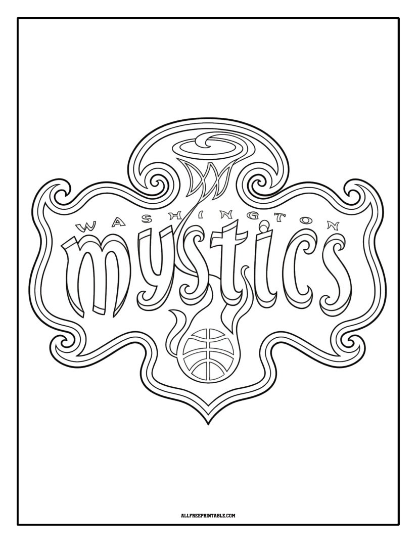 Free Printable WNBA Team Washington Mystics Logo Coloring Page