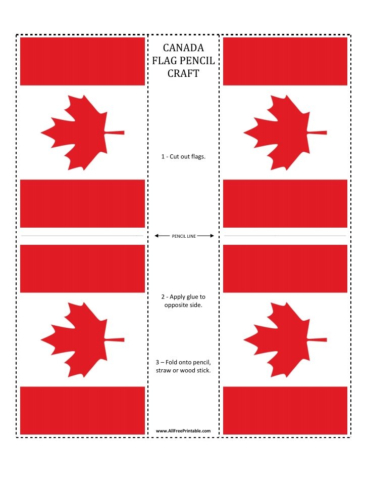Free Printable Canada Flag Pencil Craft