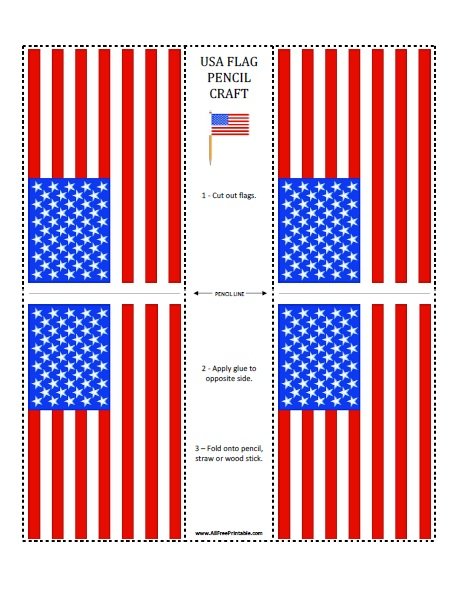 Free Printable US Flag Pencil Craft
