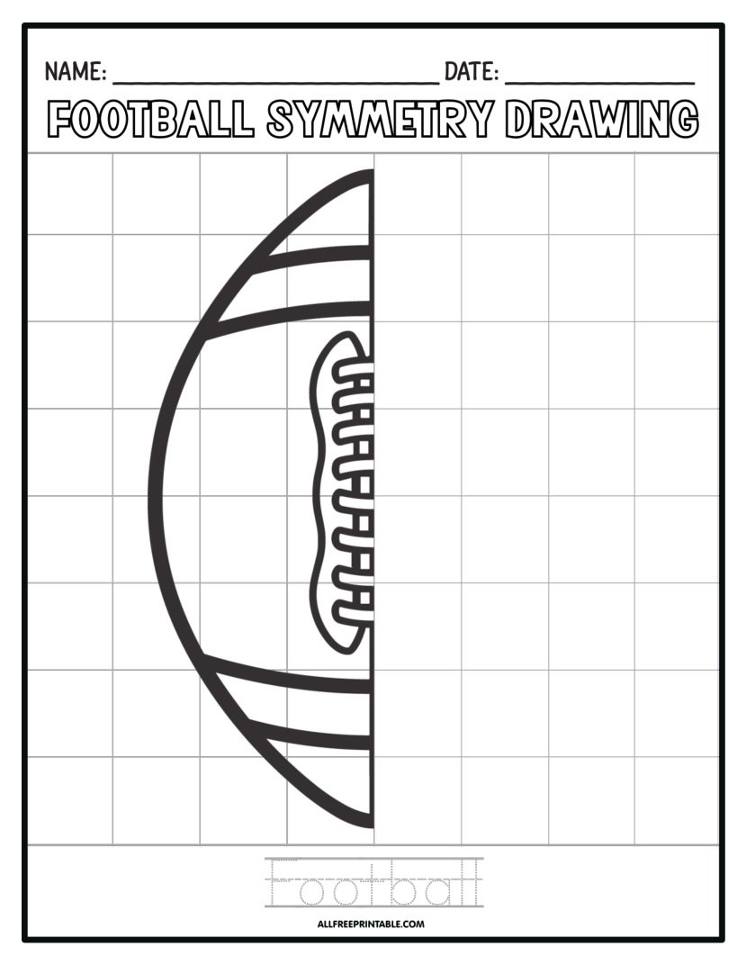 Free Printable Football Symmetry Drawing Art Worksheet Free Printable Football Symmetry Drawing Art Worksheet