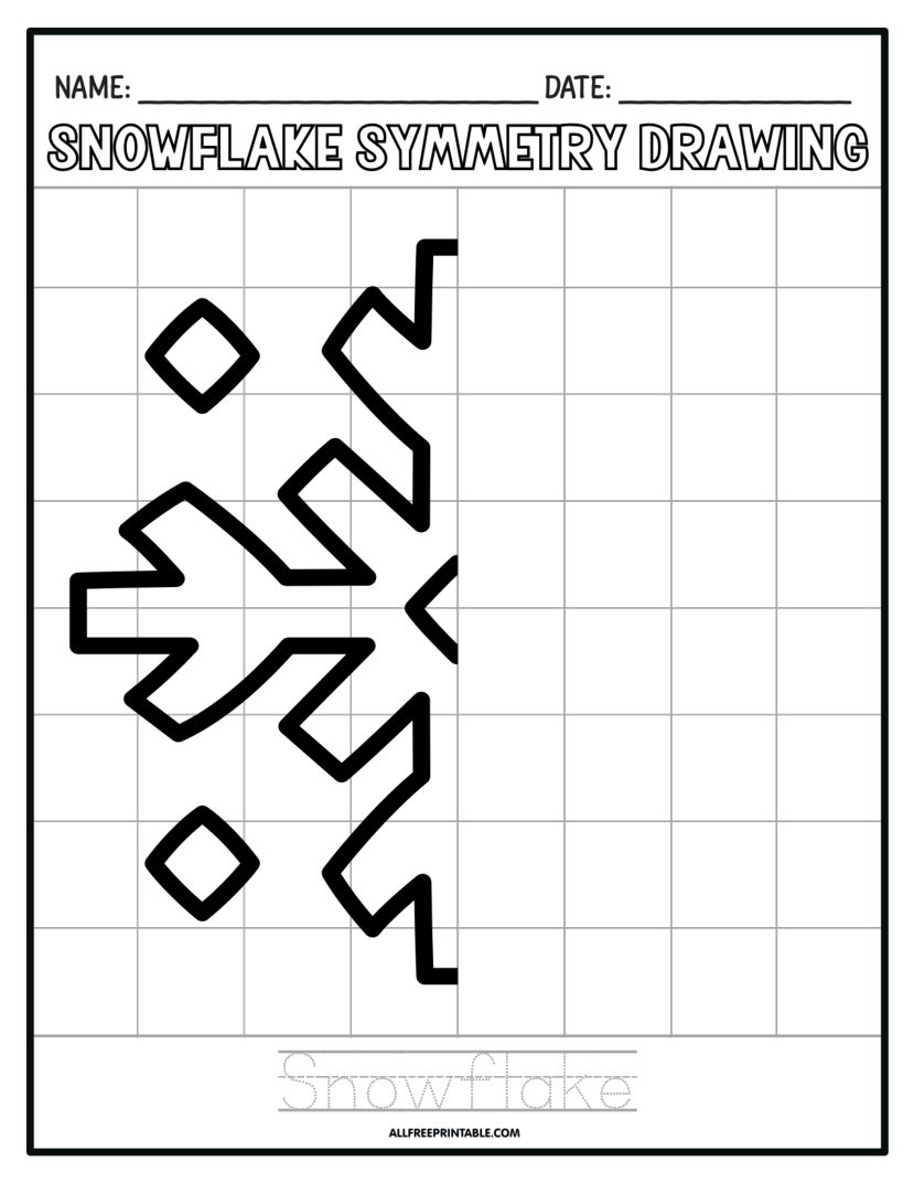 Free Printable Snowflake Symmetry Drawing Art Worksheet Free Printable Snowflake Symmetry Drawing Art Worksheet