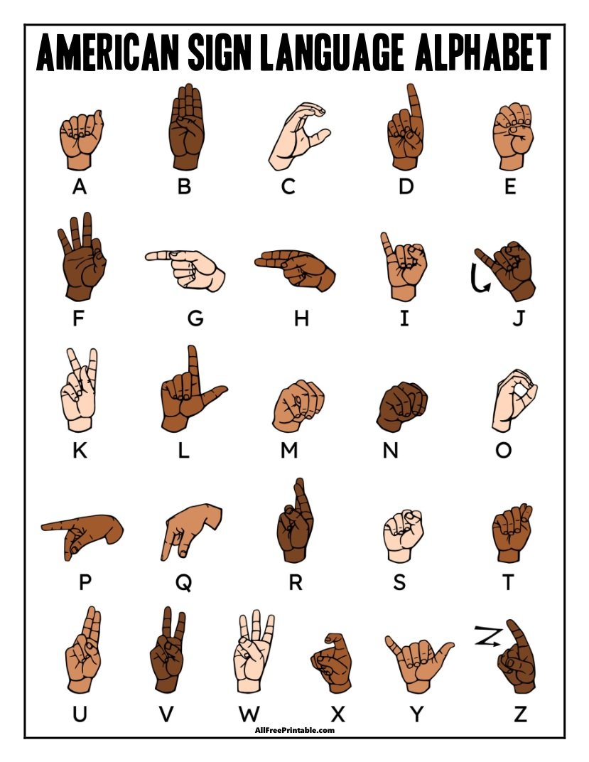 Free Printable ASL American Sign Language Alphabet